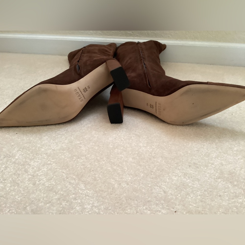 Staud Brown Suede Pointed Toe Knee High Boots - Picture 6 of 6